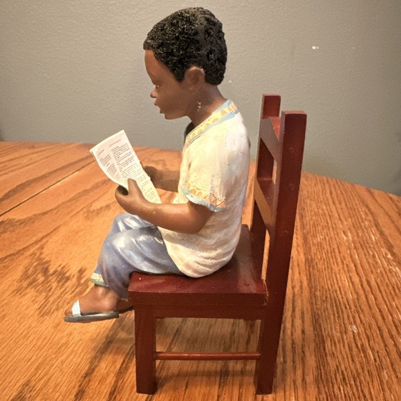Young's Treasures Of The Heart Boy Girl Sitting Reading African American Vintage - Picture 3 of 12